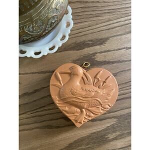 Vintage Terra Cotta Heart Shaped Duck Mold Wall Hanging Art Decor